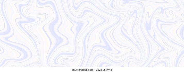 Light blue and beige psychedelic lines texture. Abstract trippy marble effect background. Swirl wavy striped pattern for banner, poster, cover, floor print swatch. Blue liquid funky backdrop. Vector