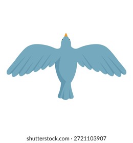 Light blue bird flying with open wings looking upwards, simple flat design