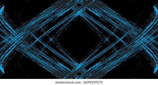 hellblaue schwarze Pinsel Wrap Auto Aufkleber Muster abstrakte Banner sportliche Linien hellblaue schwarze Farbe Kombination Grunge Pinsel Muster, Modern.
