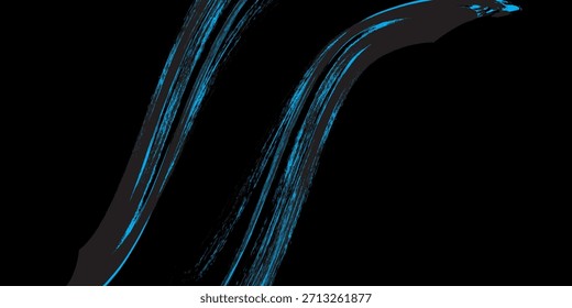 azul claro negro cepillo abrigo coche patrón de pegatina abstracto Anuncio líneas deportivas azul claro negro combinación de color grunge patrón de pincel, moderno.