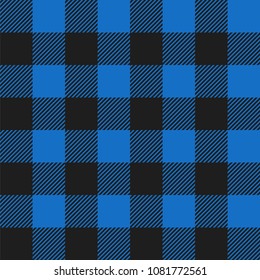 Light Blue And Black Buffalo Check Plaid Seamless Pattern - Classic Style Light Blue And Black Buffalo Check Flannel Plaid Seamless Pattern