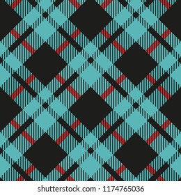 Light Blue and Black Buffalo Check Plaid Seamless Pattern - Classic style light blue and black buffalo check flannel plaid seamless pattern