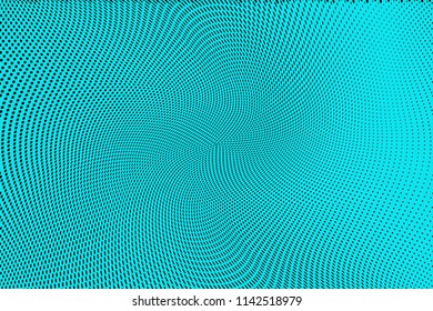 Light blue black geometric grunge halftone pattern. Soft dynamic lines. Abstract vector illustration with dots. Modern polka dots background