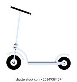 Light blue and black scooter with minimalistic design. Ideal for transportation, mobility, eco-friendliness, urban life, children s toys. Style sleek modern vector.