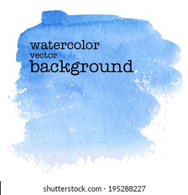 light blue blob abstract watercolor background on paper - vector illustration