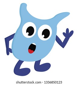 Un monstruo azul claro con brazos azul oscuro y piernas que se ven sorprendidos como ilustración vectorial sobre fondo blanco.