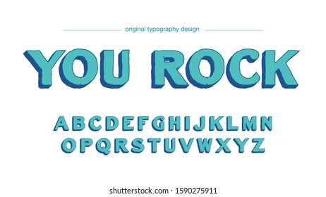 Light Blue Bold 3D Typography Artistic Font Design