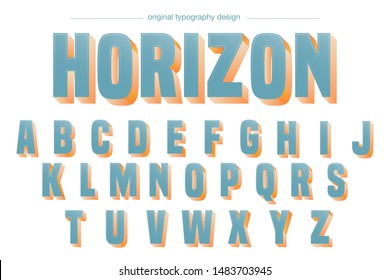Light Blue Bold Shadow Typography Artistic Alphabet
