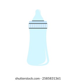 Light Blue Bottle with Stripe Cap. A pastel baby bottle with a white and blue cap, adding a classic touch.