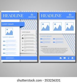 Light blue Brochure Flyer design Layout template, size A4, Front page and back page design eps 10