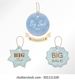 light blue brown white vintage tag on summer sale