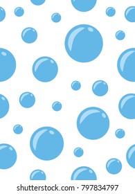 light blue bubbles water drop on white  background seamless pattern vector decorative illustration