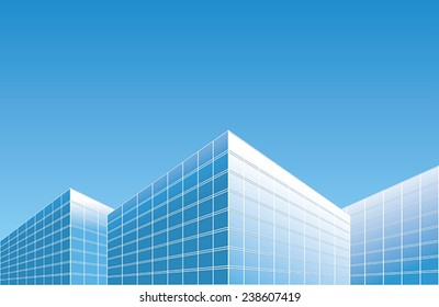 light blue buildings on skyline - vector background - eps 8