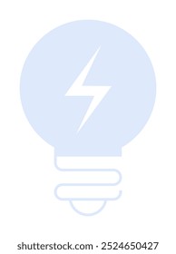A light blue light bulb contains a lightning bolt, representing electricity safety and creativity. Ideal for education, innovation, energy, technology, and inspiration. Simple and modern style.