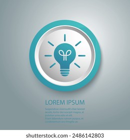 Light Blue Bulb flat icon. Vector