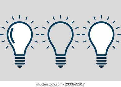 Lámparas de luz azul claro: Colección de iconos de bombillas en suaves tonos azul claro, perfecta para añadir un elemento tranquilizador y refrescante a sus proyectos de diseño