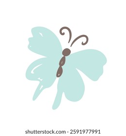 Light blue butterfly illustration on white background vector illustration