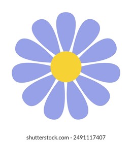 Light blue Camomile flower icon. Daisy chamomile. Growing concept. Cute round flowers head plant collection. Simple flat design. Love card sign symbol. Childish style. White background Isolated Vector