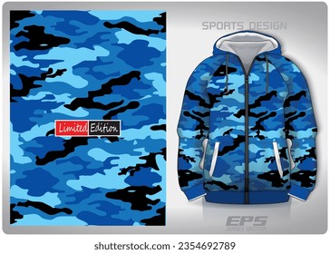 Light blue camouflage military pattern design, illustration, textile background for sports t-shirt, football jersey shirt mockup for football club. consistent front view