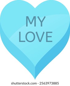 Light blue candy heart featuring the phrase my love, capturing affection and romance, ideal for celebrating Valentine s Day or any romantic occasion