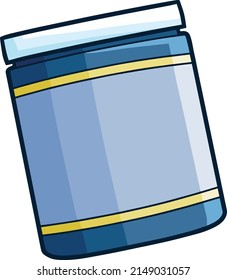 Light blue capsules bottle packaging cartoon illustration