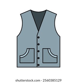 Light Blue Casual Vest, A light blue vest with patch pockets, suitable for casual wear.