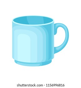 Light blue ceramic tea or coffee cup vector Illustration on a white background
