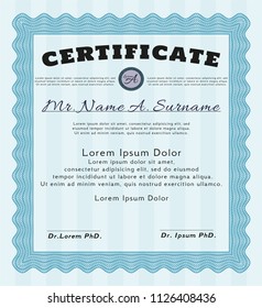 Light blue Certificate of achievement. With complex background. Perfect design. Customizable, Easy to edit and change colors. 