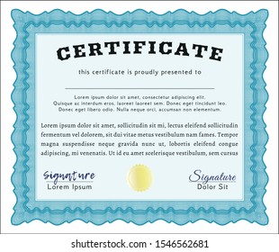 Light blue Certificate of achievement. Customizable, Easy to edit and change colors. With quality background. Superior design. 