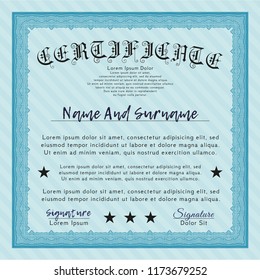 Light blue Certificate of achievement. With quality background. Artistry design. Customizable, Easy to edit and change colors. 
