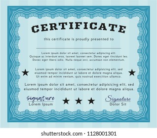 Light blue Certificate of achievement template. Complex background. Good design. Customizable, Easy to edit and change colors. 