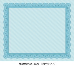 Light blue Certificate of achievement template. With complex background. Customizable, Easy to edit and change colors. Cordial design. 
