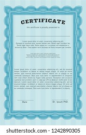 Light blue Certificate of achievement template. Beauty design. Customizable, Easy to edit and change colors. With quality background. 
