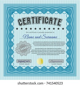 Light Blue Certificate Achievement Template Background Stock Vector ...