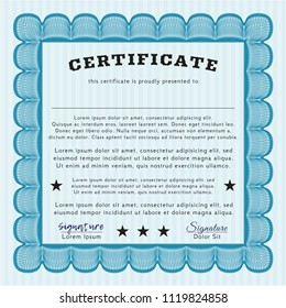 Light blue Certificate. With background. Nice design. Customizable, Easy to edit and change colors. 