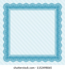 Light blue Certificate. Complex background. Artistry design. Vector illustration. 