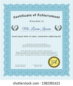 Light blue Certificate. Cordial design. With complex background. Customizable, Easy to edit and change colors. 