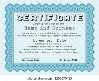 Light blue Certificate. Customizable, Easy to edit and change colors. With background. Money style design. 