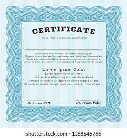 Light blue Certificate. Detailed. With quality background. Money design. 