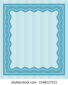 Light blue Certificate diploma or award template. Money design. With quality background. Detailed. 