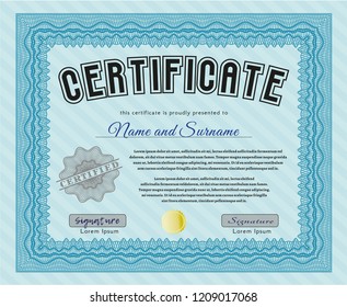 Light Blue Certificate Diploma Award Template Stock Vector (royalty 