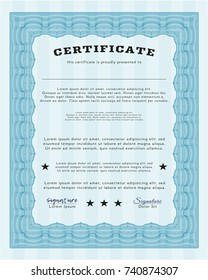 Light blue Certificate diploma or award template. Lovely design. With background. Customizable, Easy to edit and change colors. 