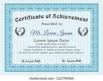 Light blue Certificate or diploma template. Money Pattern design. With background. Customizable, Easy to edit and change colors. 