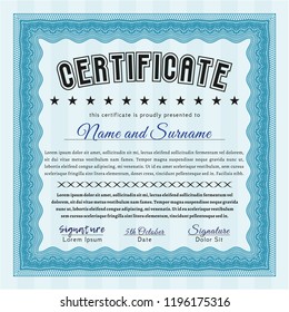 Light blue Certificate or diploma template. With quality background. Nice design. Customizable, Easy to edit and change colors. 