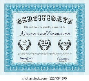 Light blue Certificate or diploma template. With background. Customizable, Easy to edit and change colors. Superior design. 