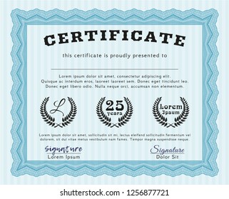 Light blue Certificate or diploma template. Nice design. With quality background. Customizable, Easy to edit and change colors. 