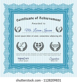 Light blue Certificate. Easy to print. Customizable, Easy to edit and change colors. Sophisticated design. 