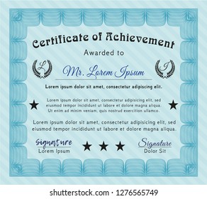 Light blue Certificate. With linear background. Customizable, Easy to edit and change colors. Perfect design. 