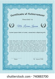 Light blue Certificate. With linear background. Lovely design. Customizable, Easy to edit and change colors. 