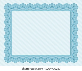 Light blue Certificate. Money Pattern design. Vector illustration. With complex background. 